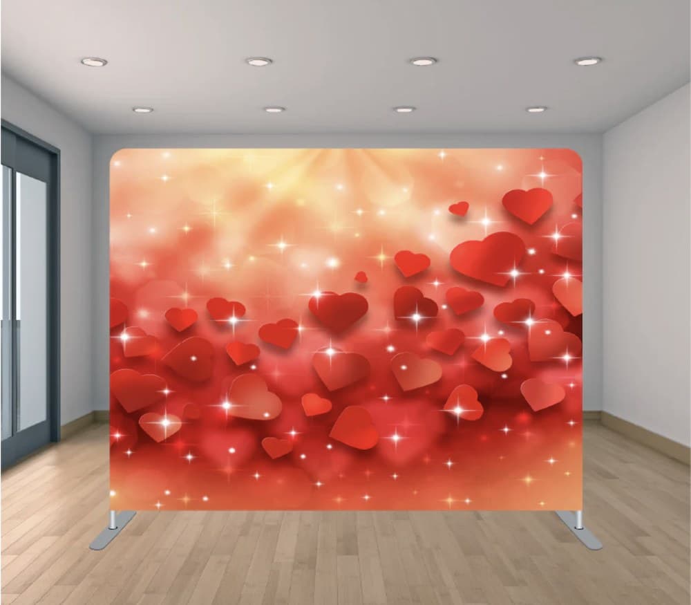 Red Hearts backdrop setup